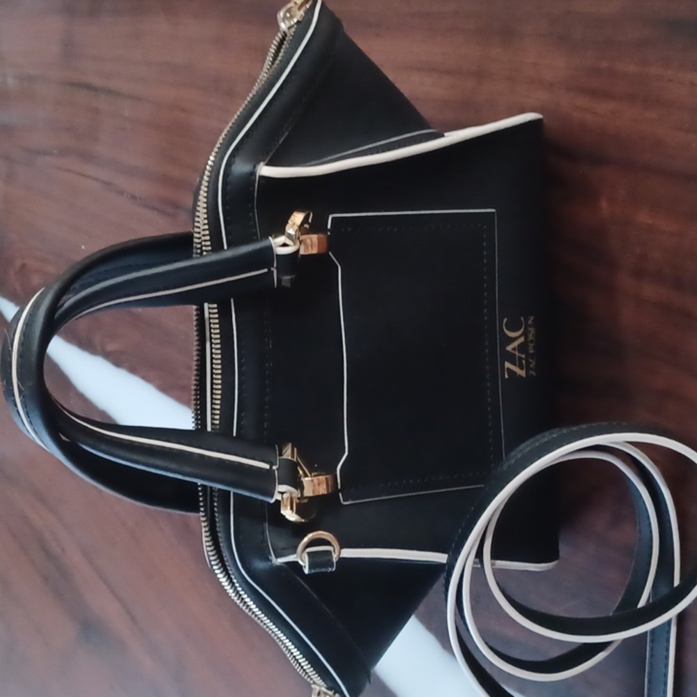 ZAC Zac Posen Black and Gold Satchel Crossbody